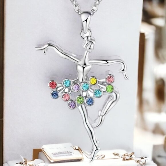 Ballerina Dancing Necklace Pendant Chain Creative Colorful With Gift Pouch - Picture 8 of 15